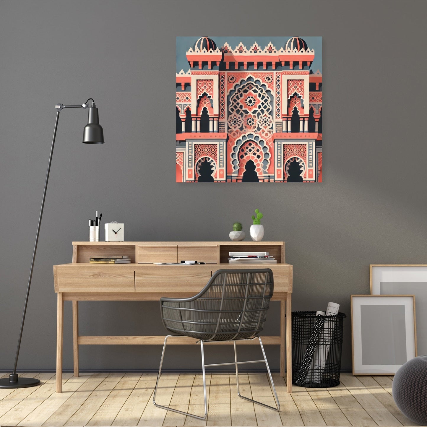 Coral & Blue Islamic Architecture Canvas