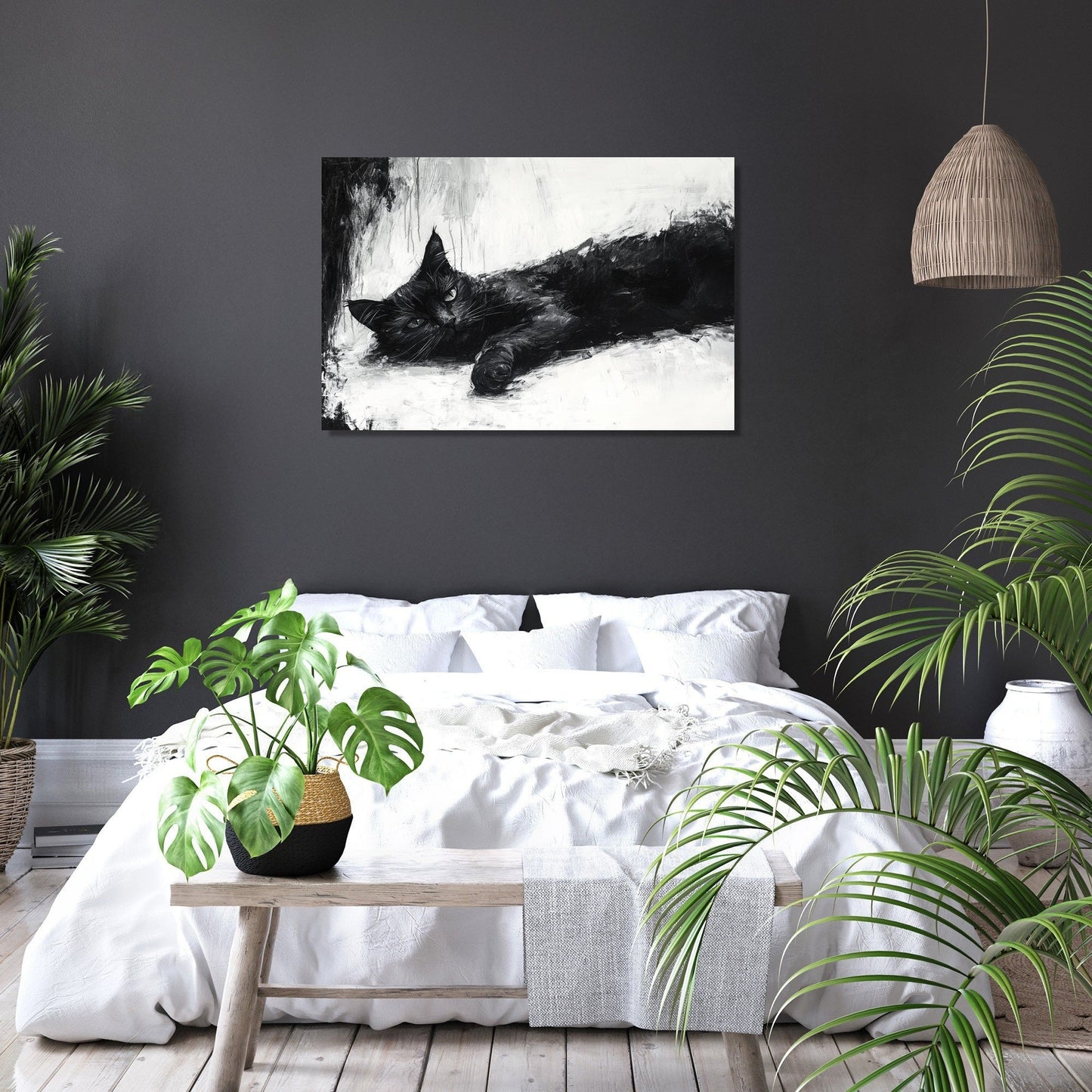 Black Cat Serenity Canvas