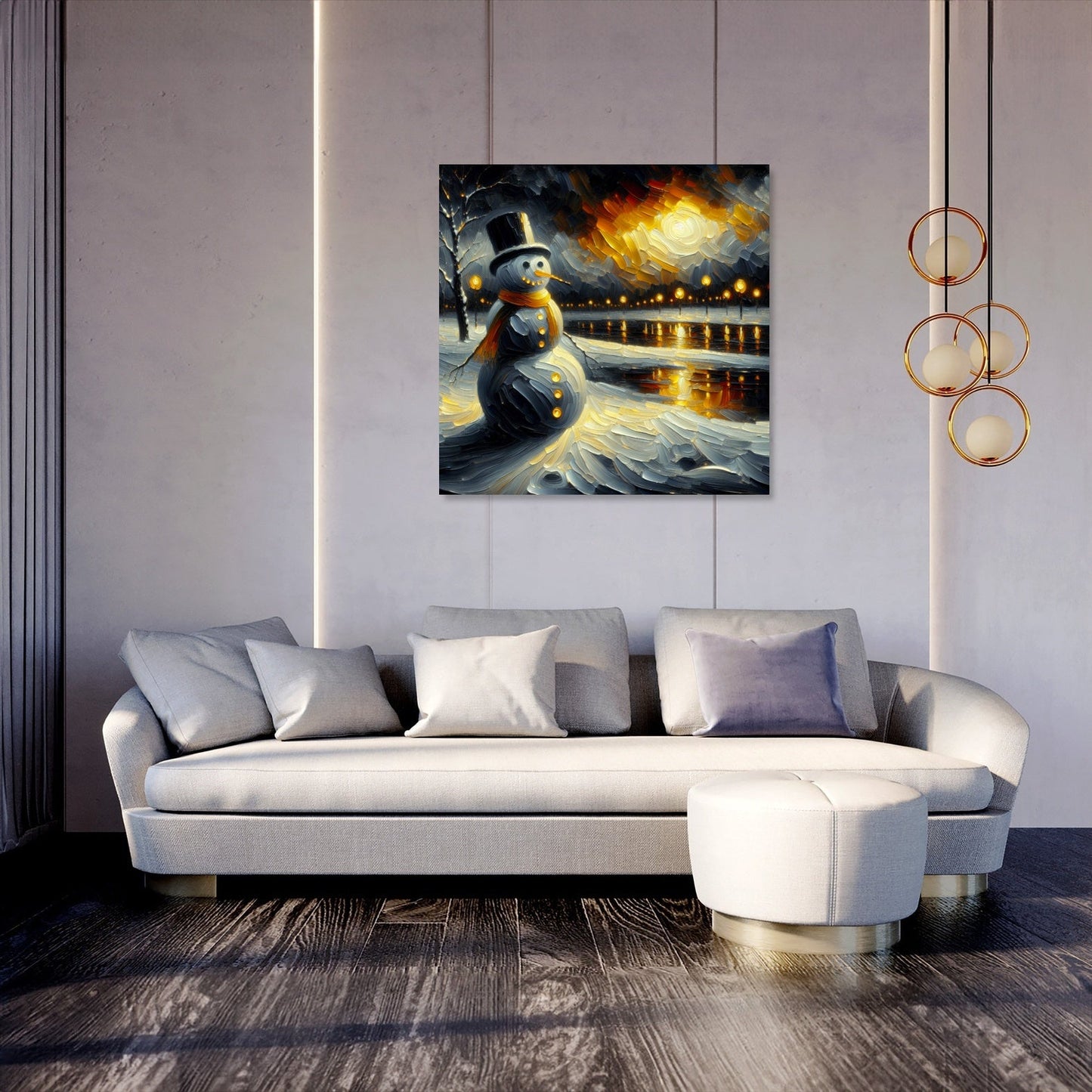 Melancholic Black Snowman Canvas
