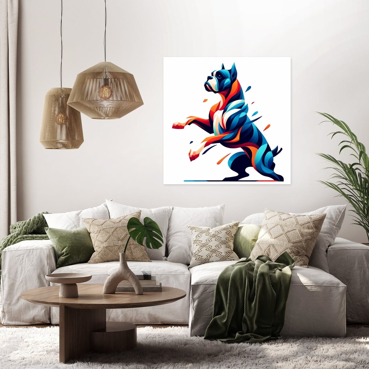Playful Shadows Boxer at Play Canvas