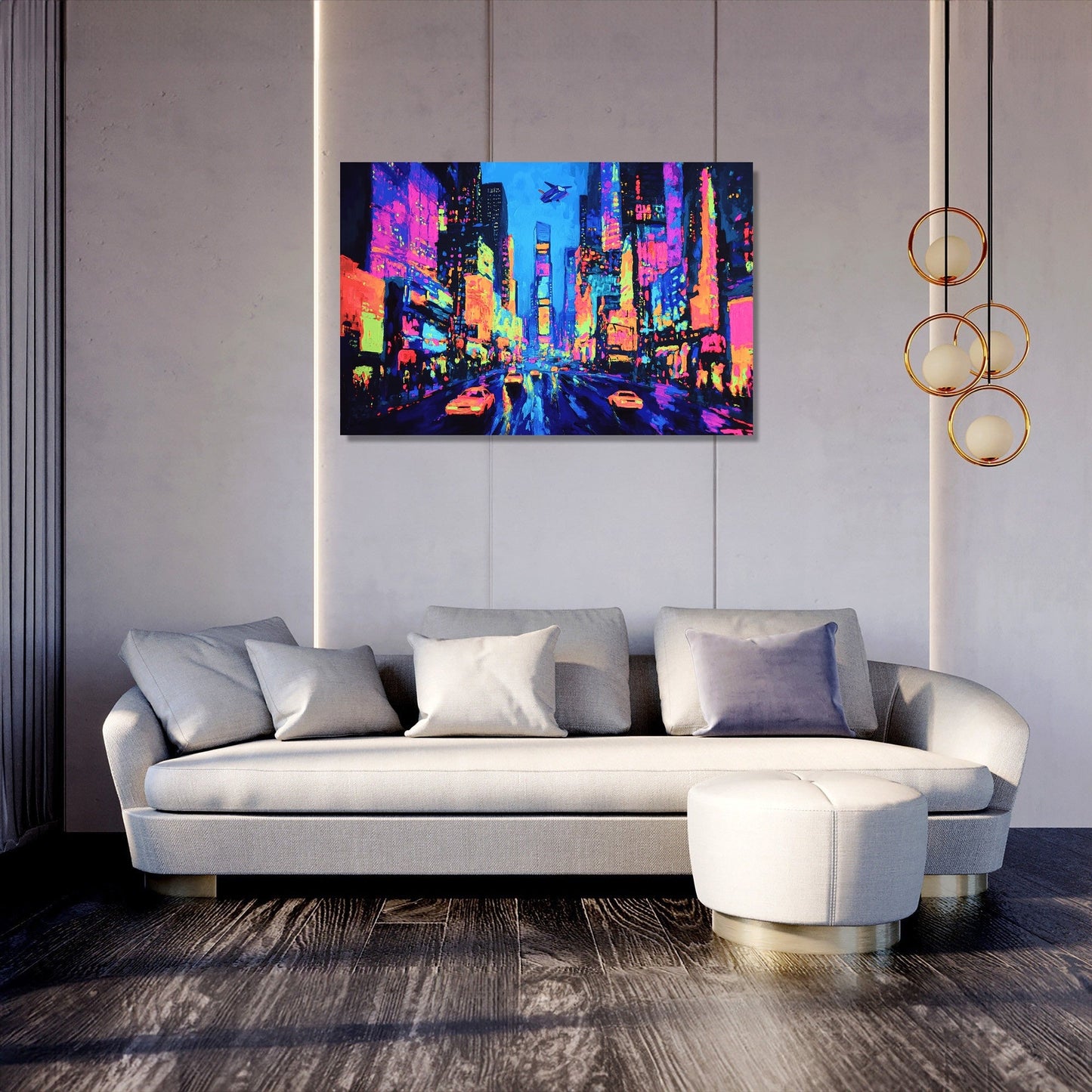 Neon Metropolis Night Canvas