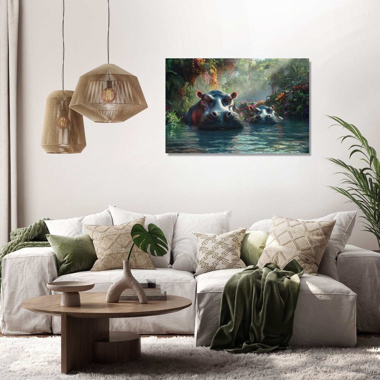 Hippo Family Reverie Canvas