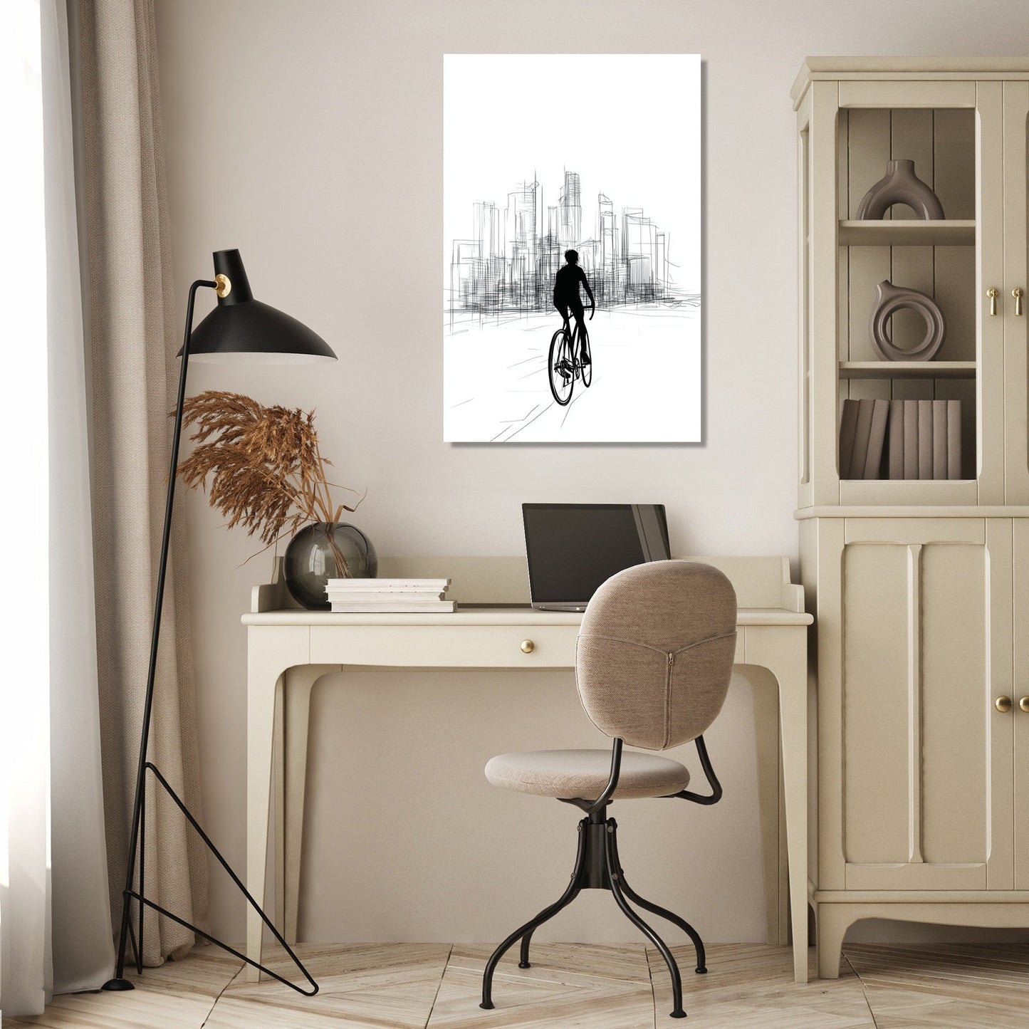 Cyclist in City Canvas