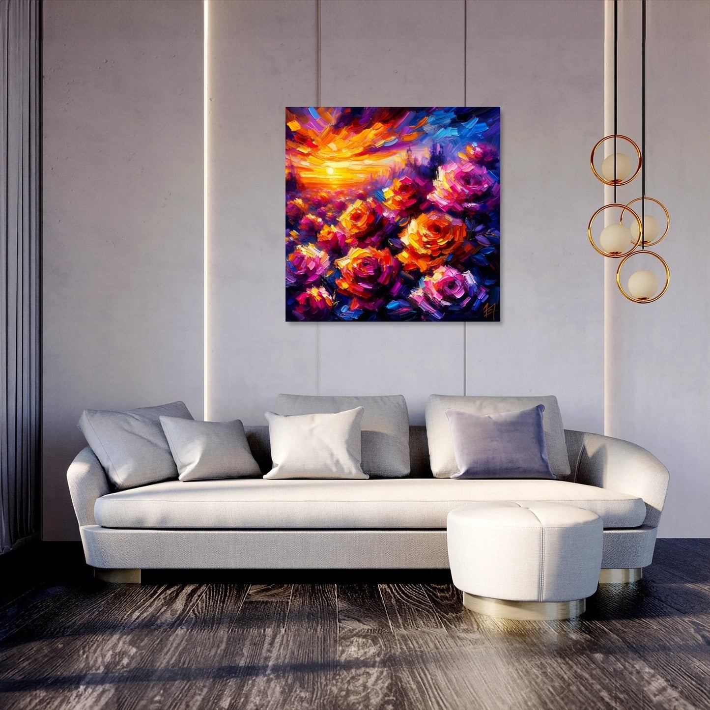 Post-Impressionist Rose Twilight Canvas