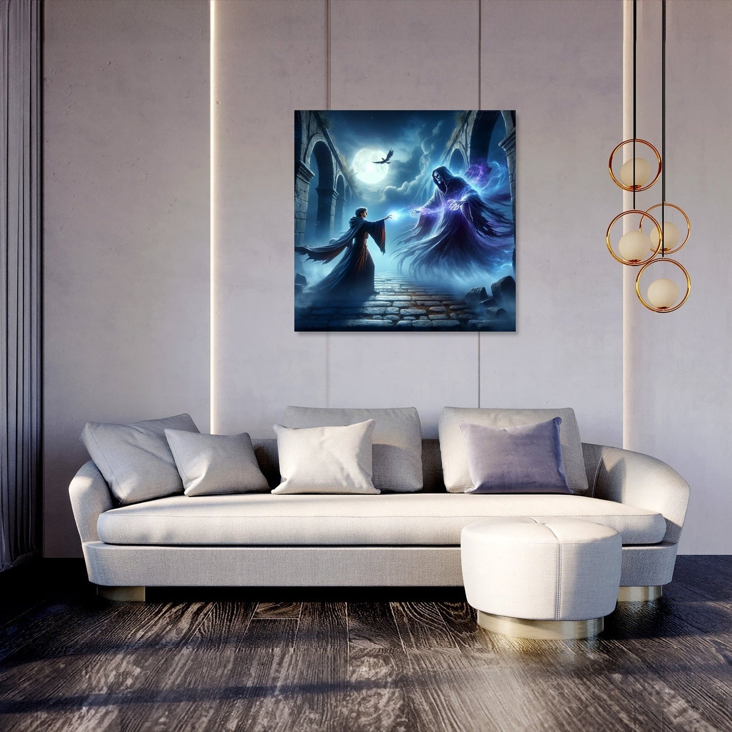 Sorcerer's Moonlit Duel Canvas