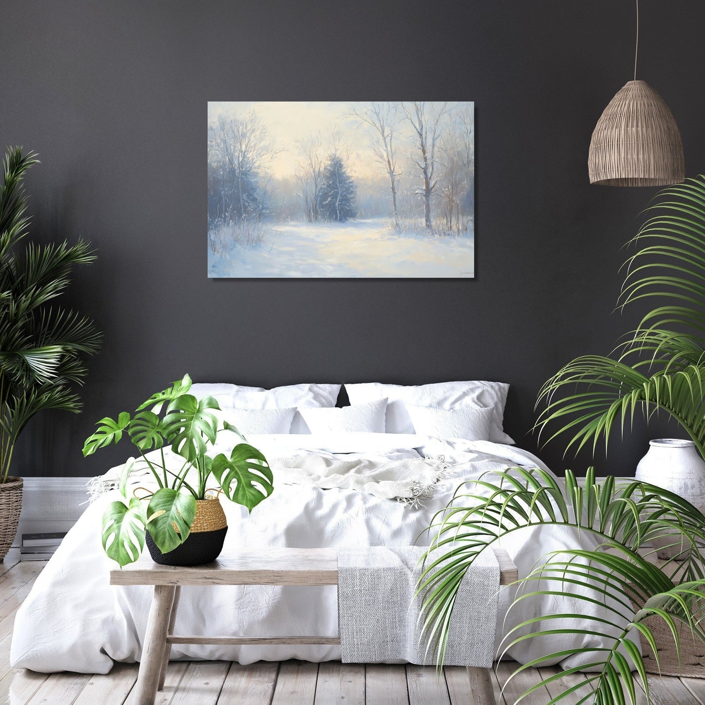 Snowy Serenity Forest Canvas