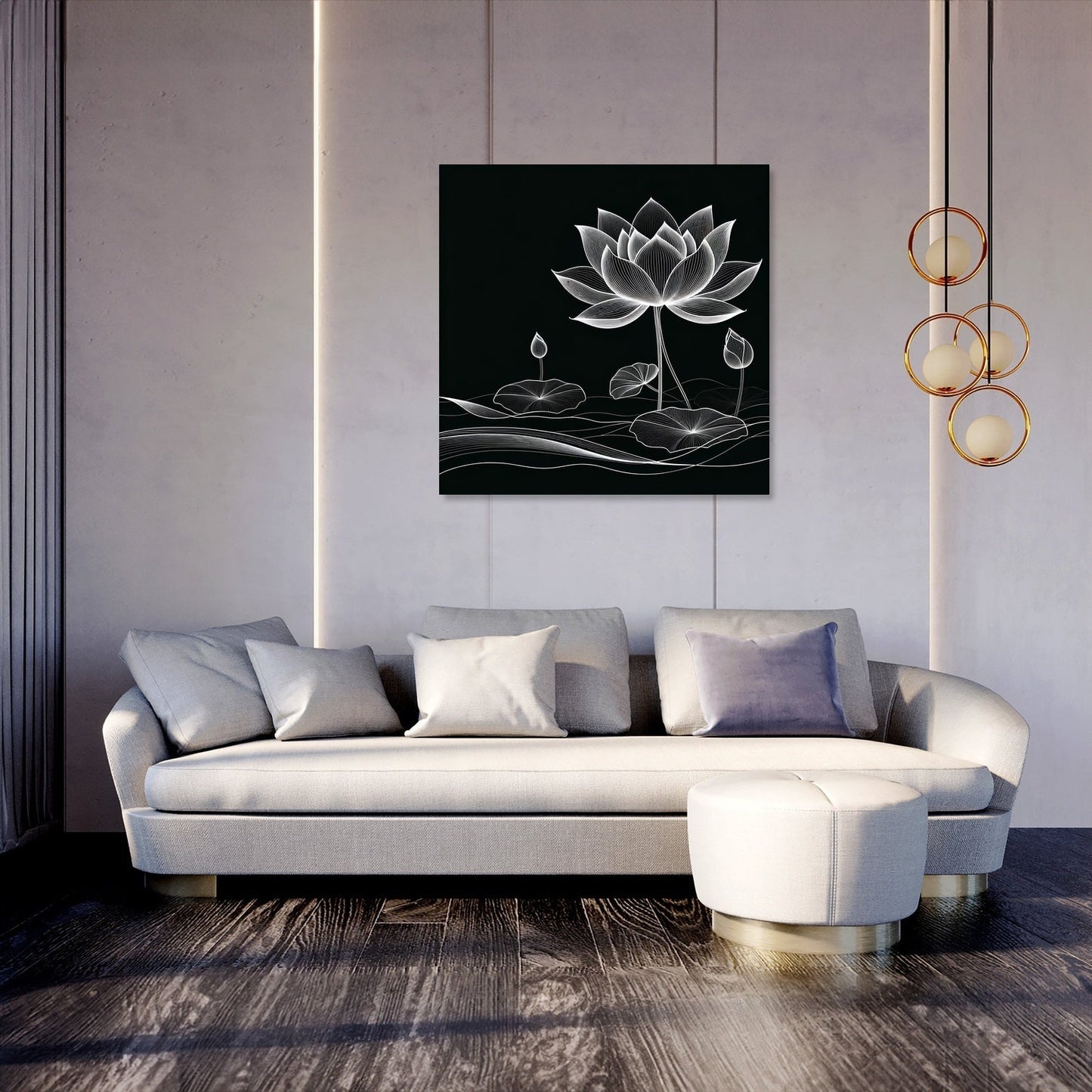 Lotus Noir Elegance Canvas