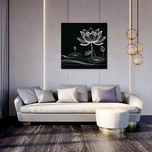 Lotus Noir Elegance Canvas