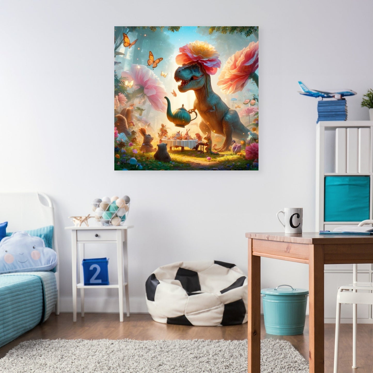 T-Rex's Garden Tea Party Canvas