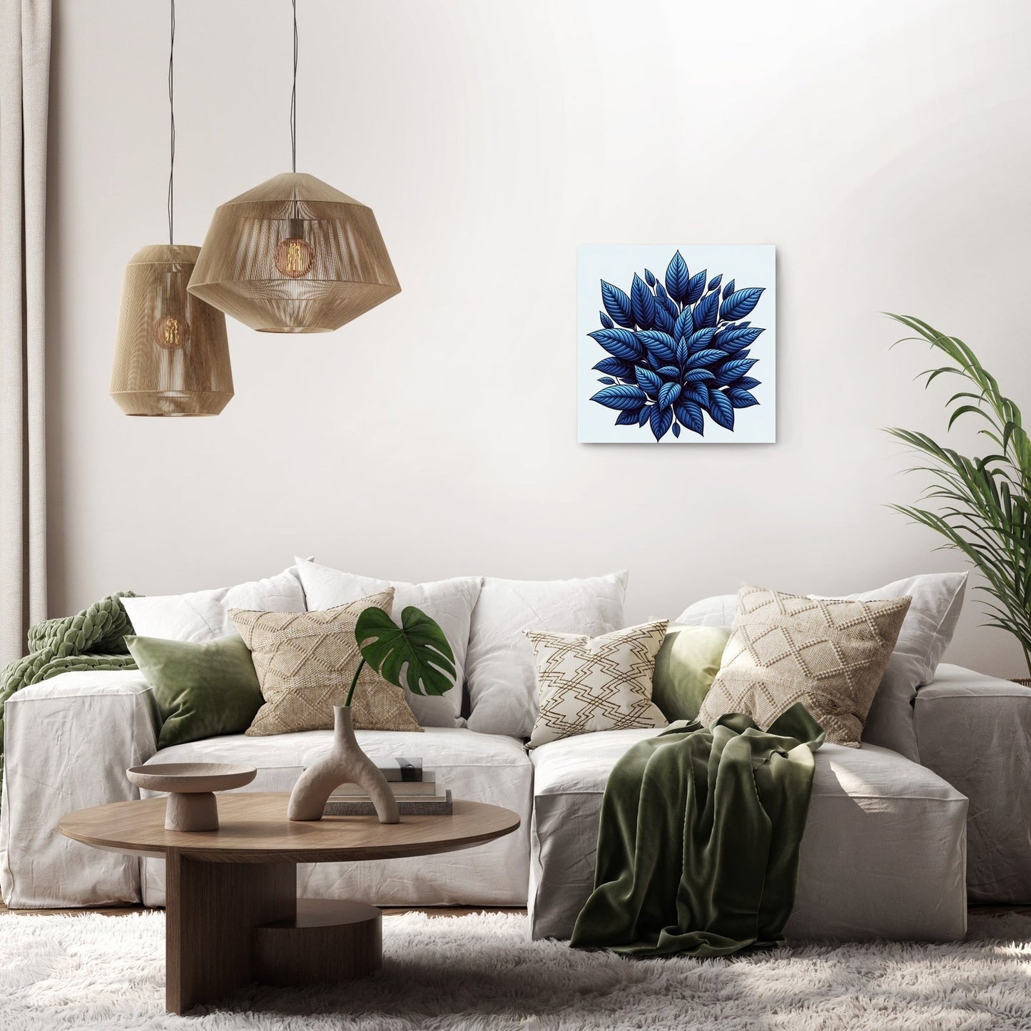Indigo Foliage Embrace Canvas