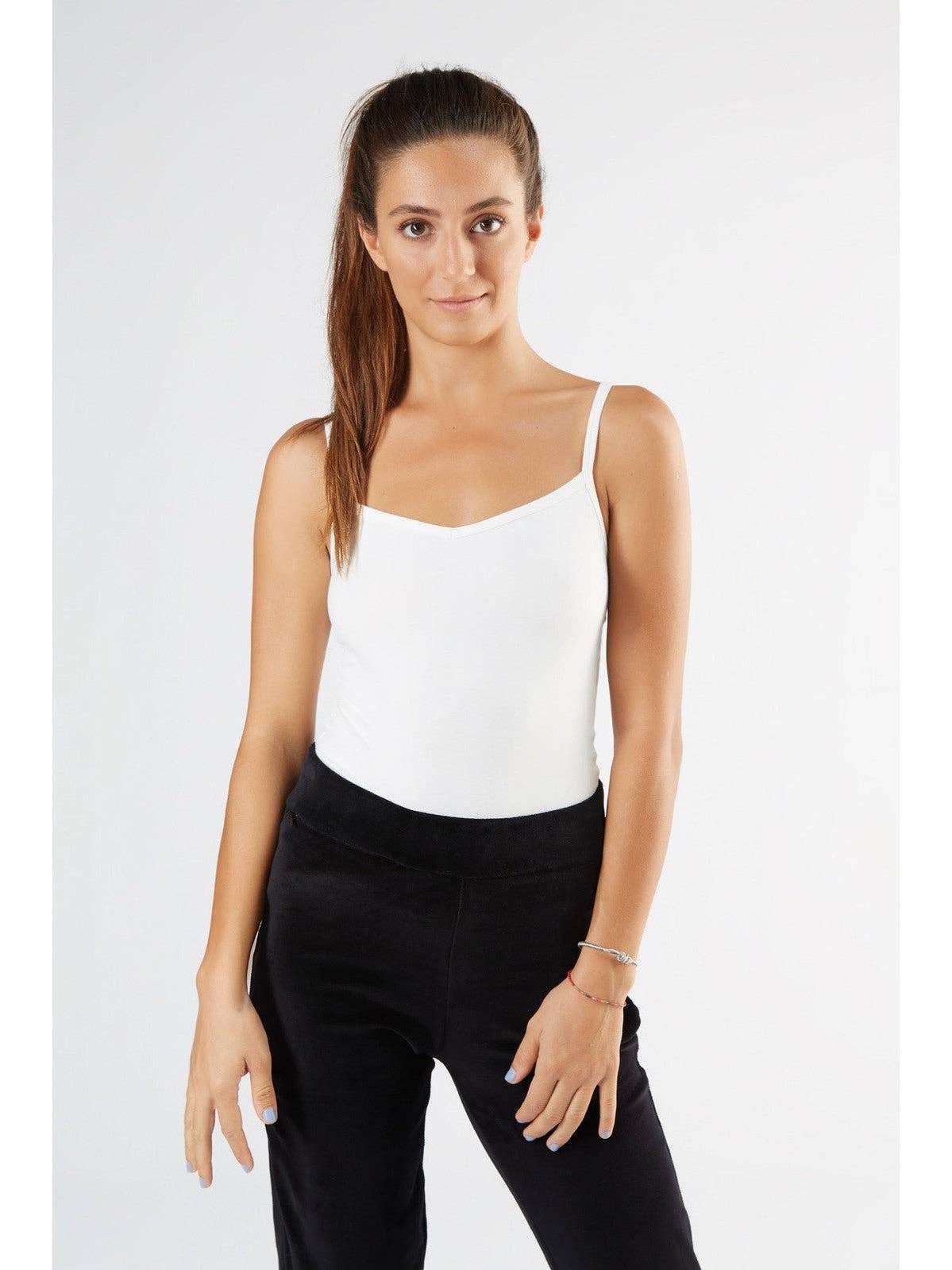 Organic Stretch Vest with Spaghetti Straps: Womens