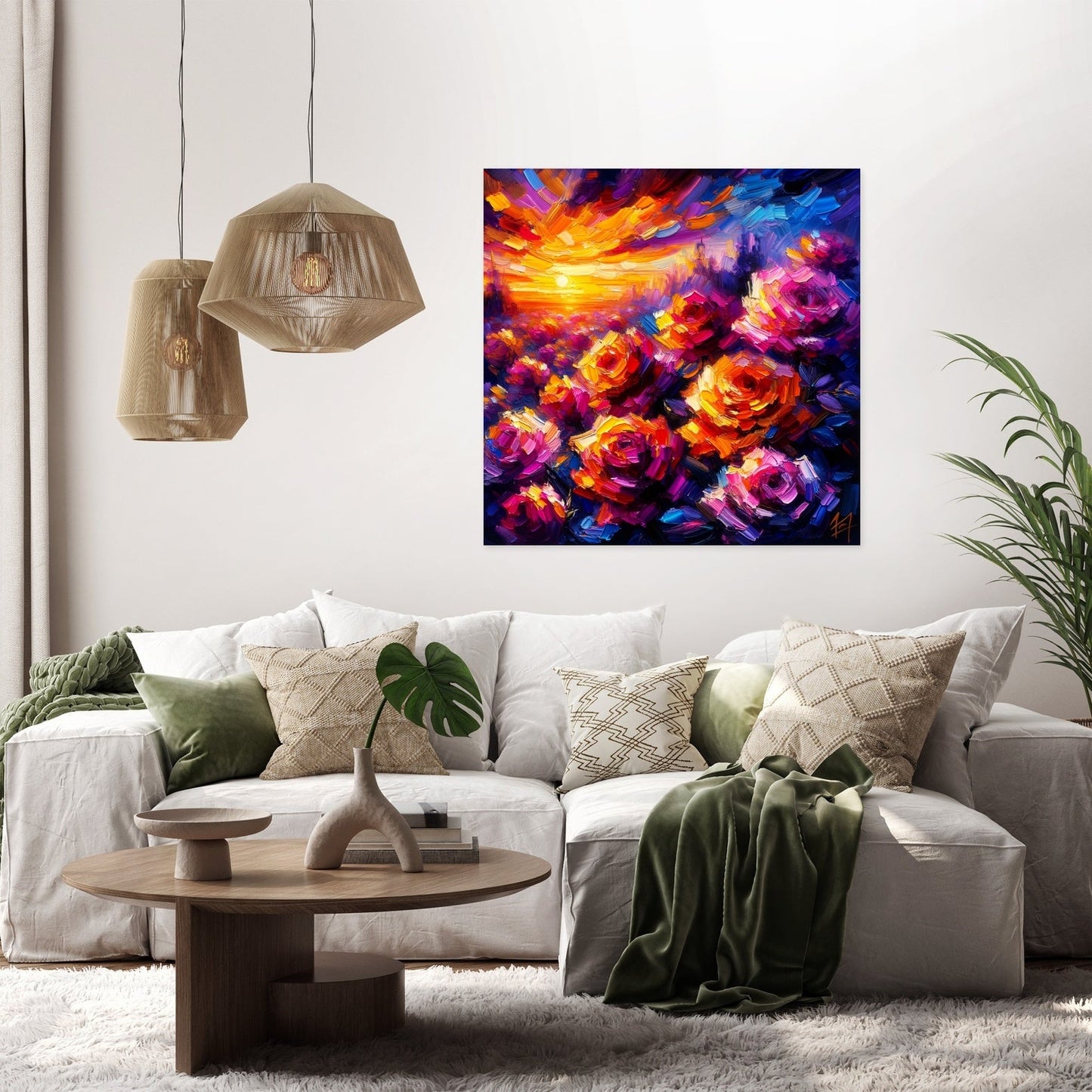 Post-Impressionist Rose Twilight Canvas
