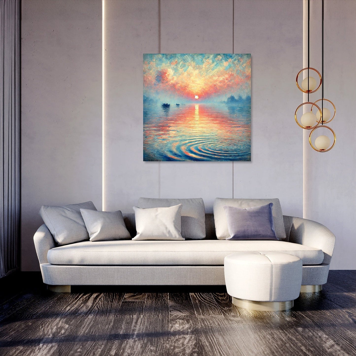 Pastel Sunrise Over Water Canvas