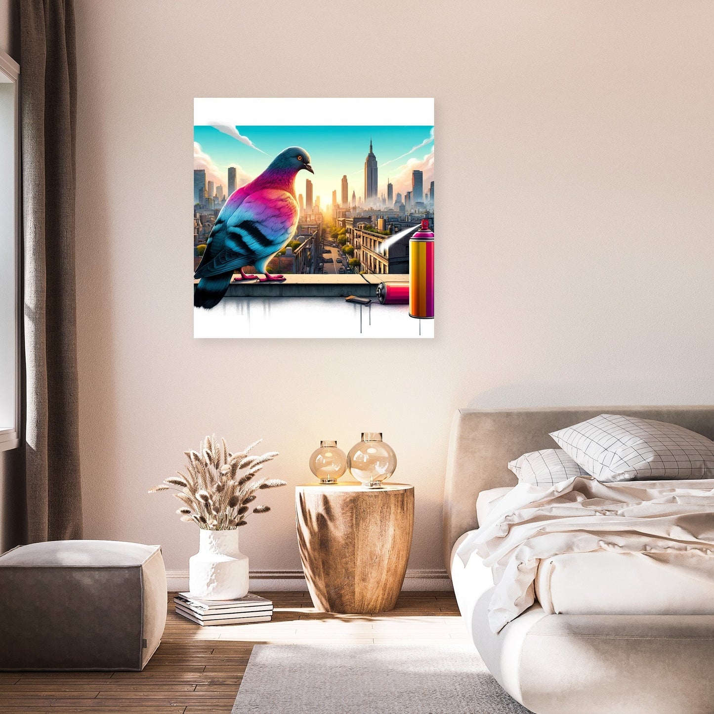 Urban Pigeon Panorama Canvas
