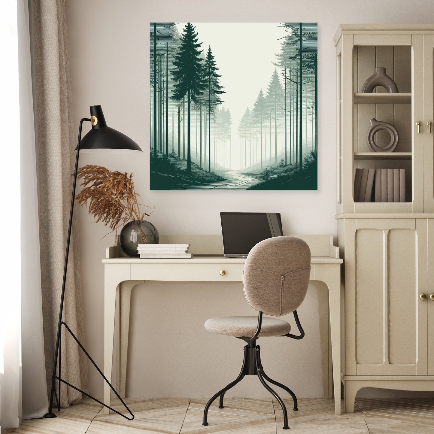 Mystical Forest in Muted Shades Canvas
