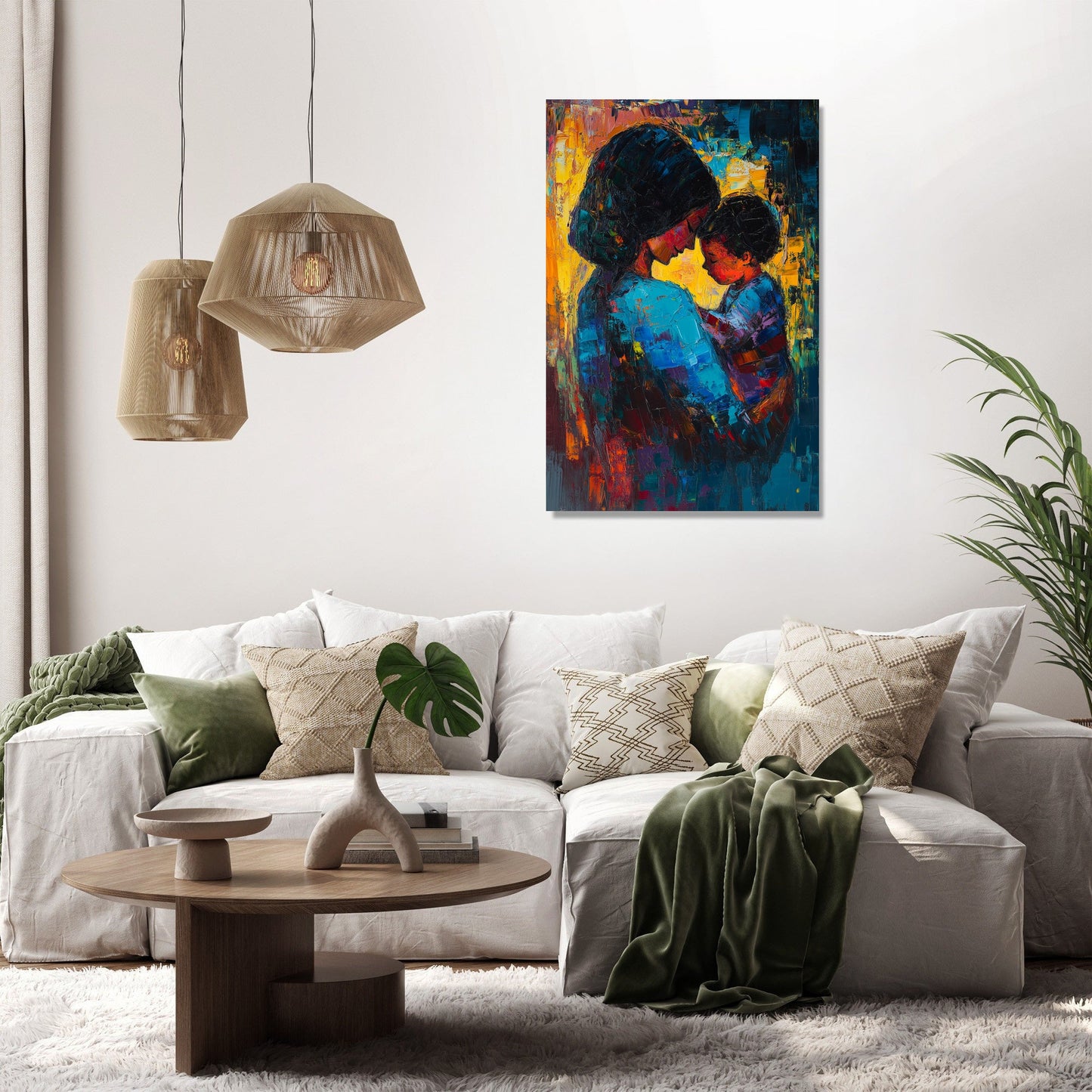 Mother and Child Vibrant Canvas