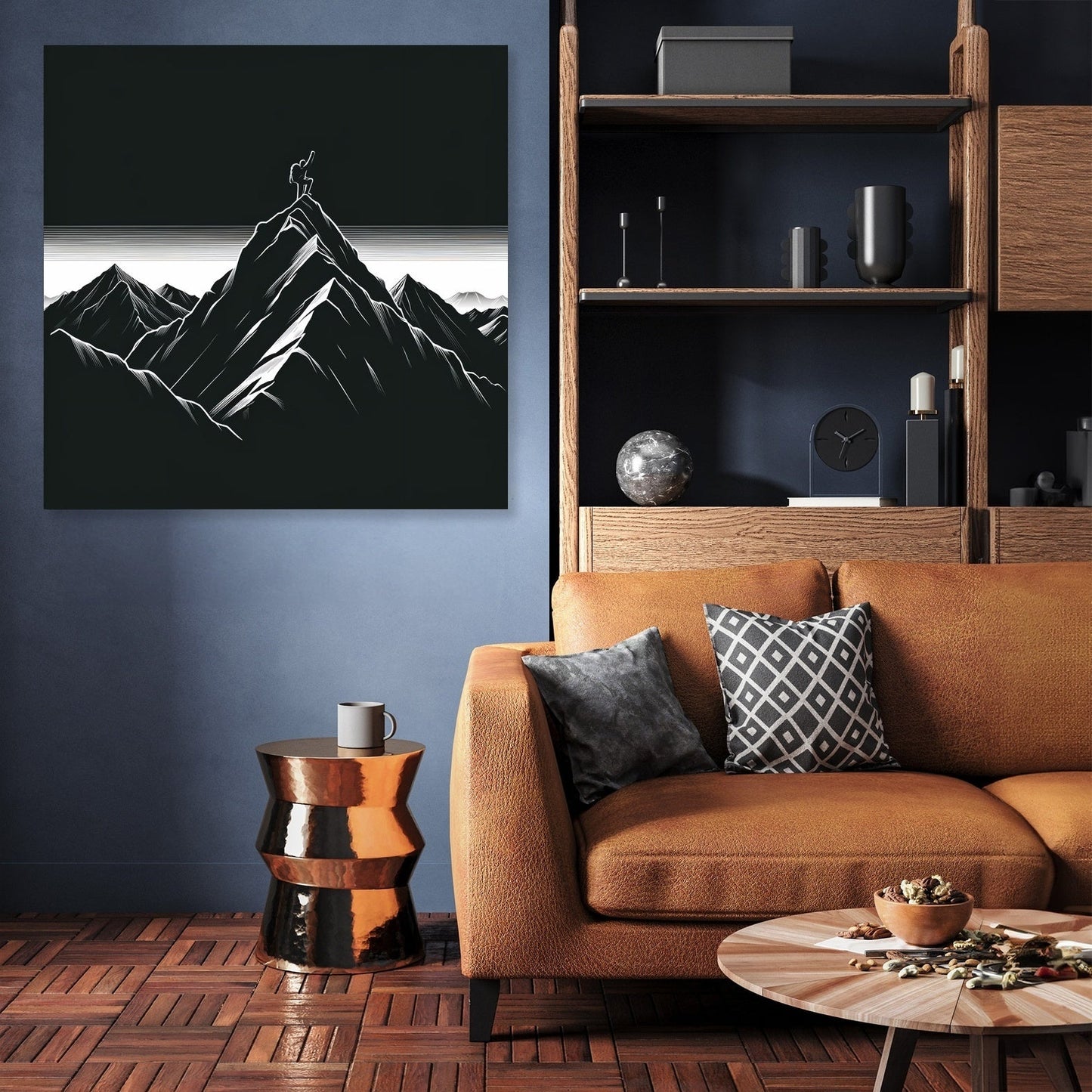 Mountaineering Adventure in Dark Tones Canvas