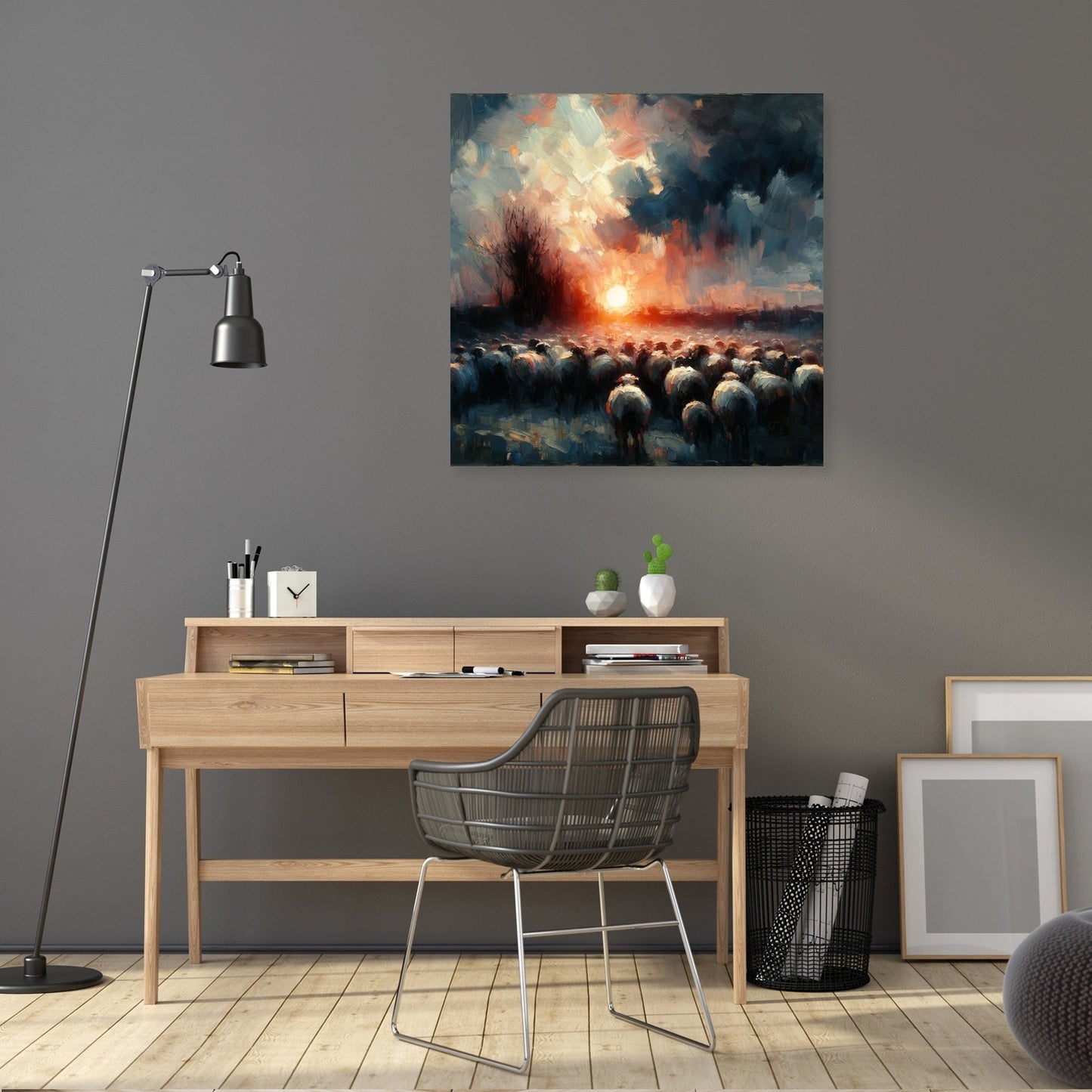 Dusk Silhouettes Sheep Canvas