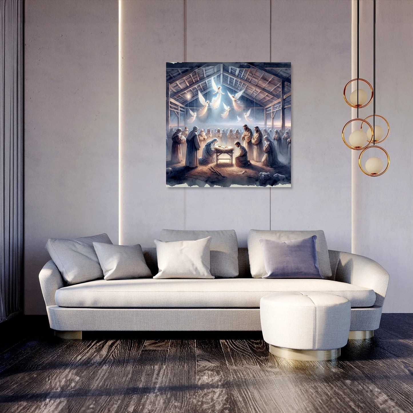 Serene Nativity Nightfall Canvas