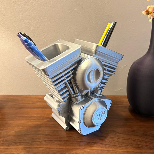 V Twin Engine Pen Holder – 3D Printed Garage Decor