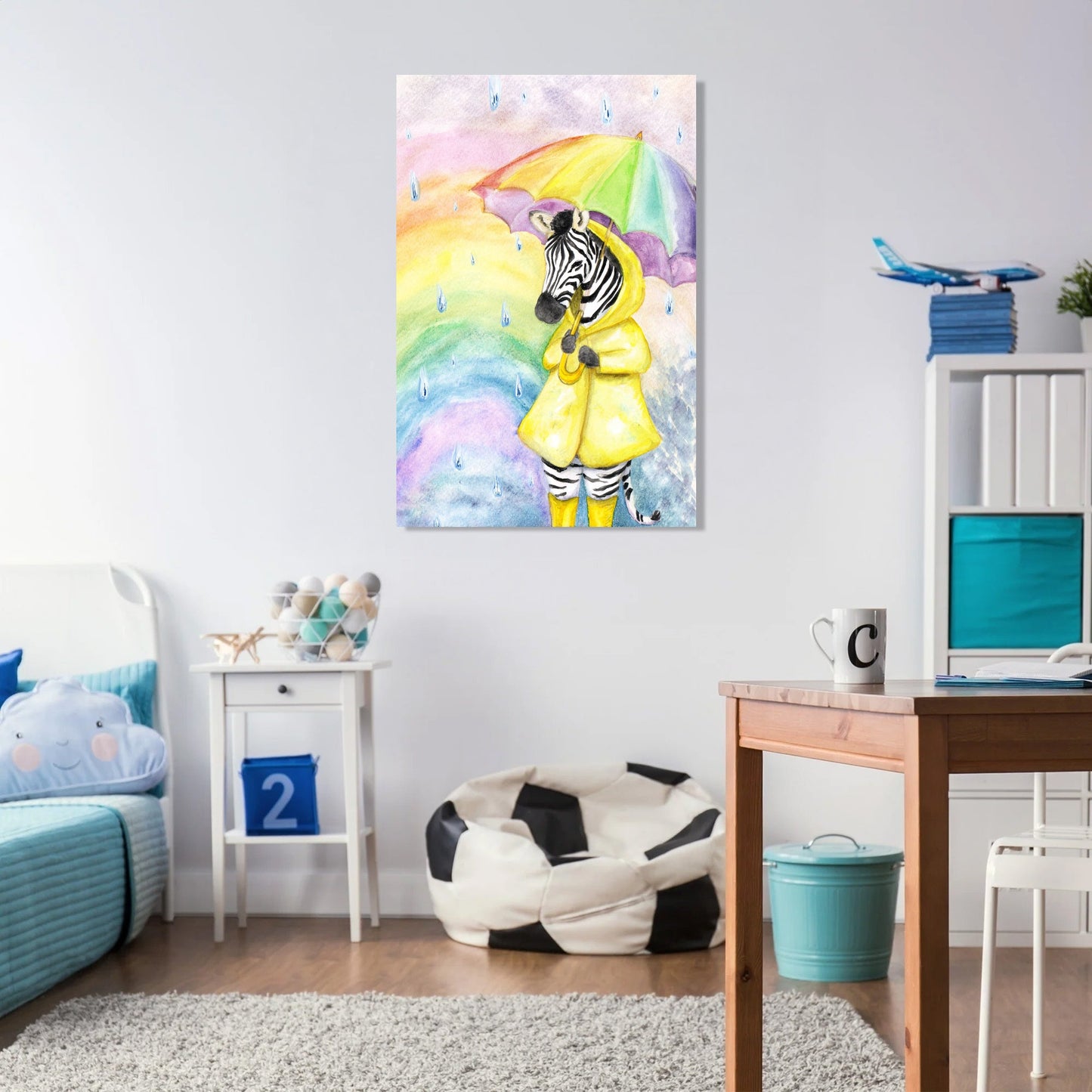 Zebra's Rainy Day Canvas