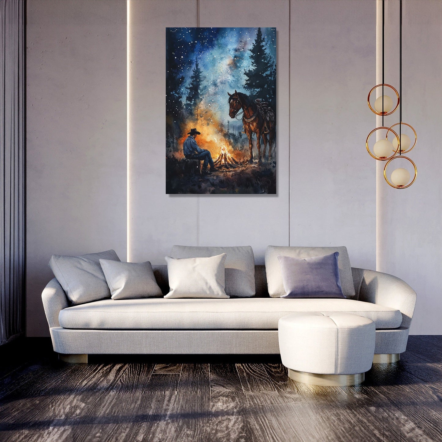 Cowboy's Fireside Canvas
