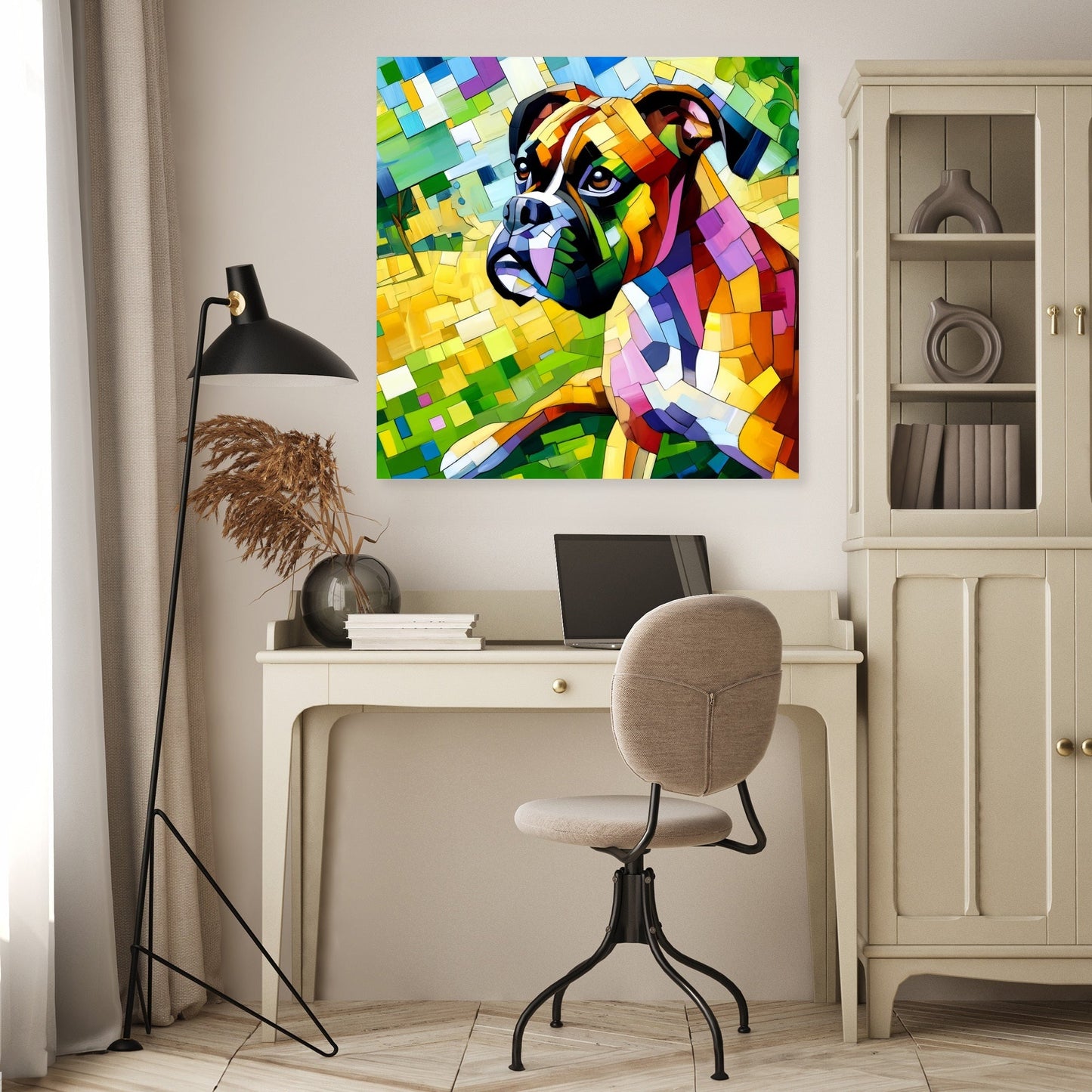 Boxer's Day Out Vibrant Energy Canvas
