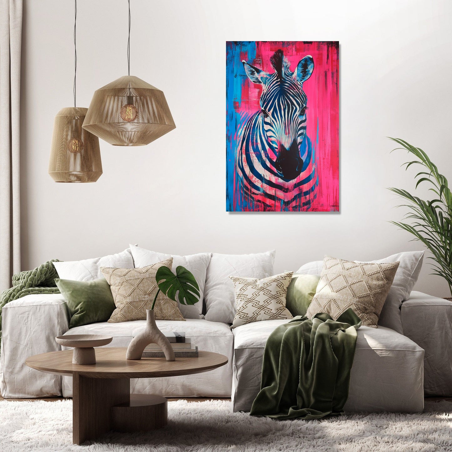 Vibrant Zebra Dance Canvas