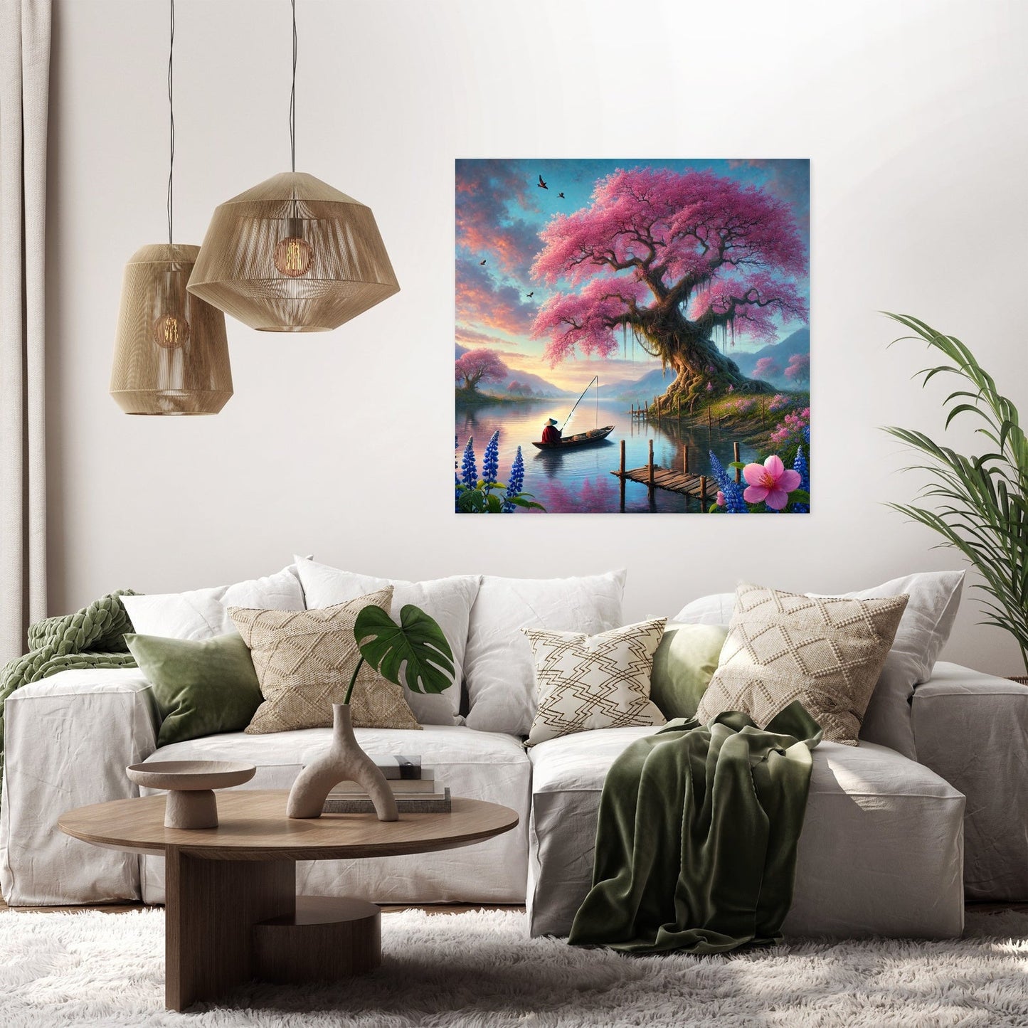 Tranquil Blossom Lake Canvas