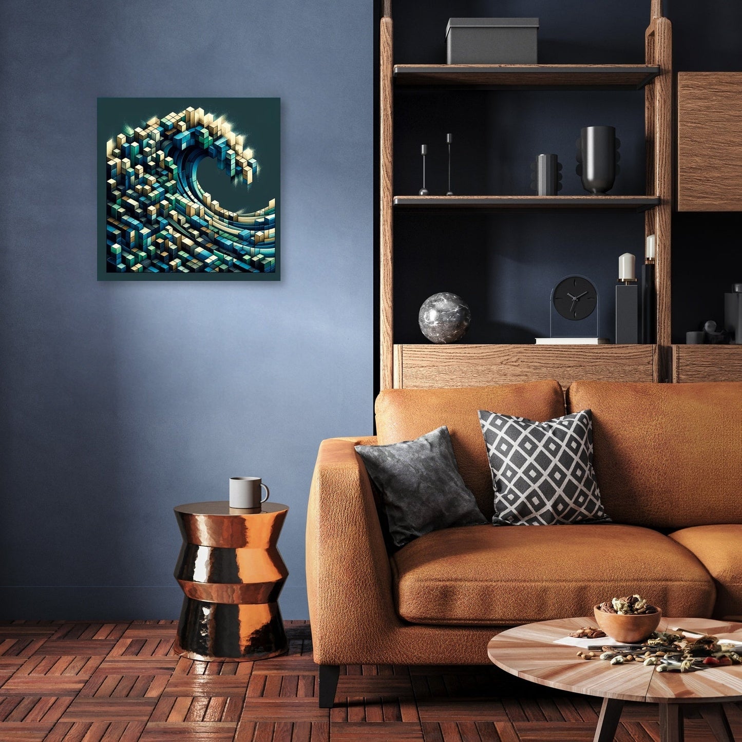 Cubist Ocean Wave Mosaic Canvas