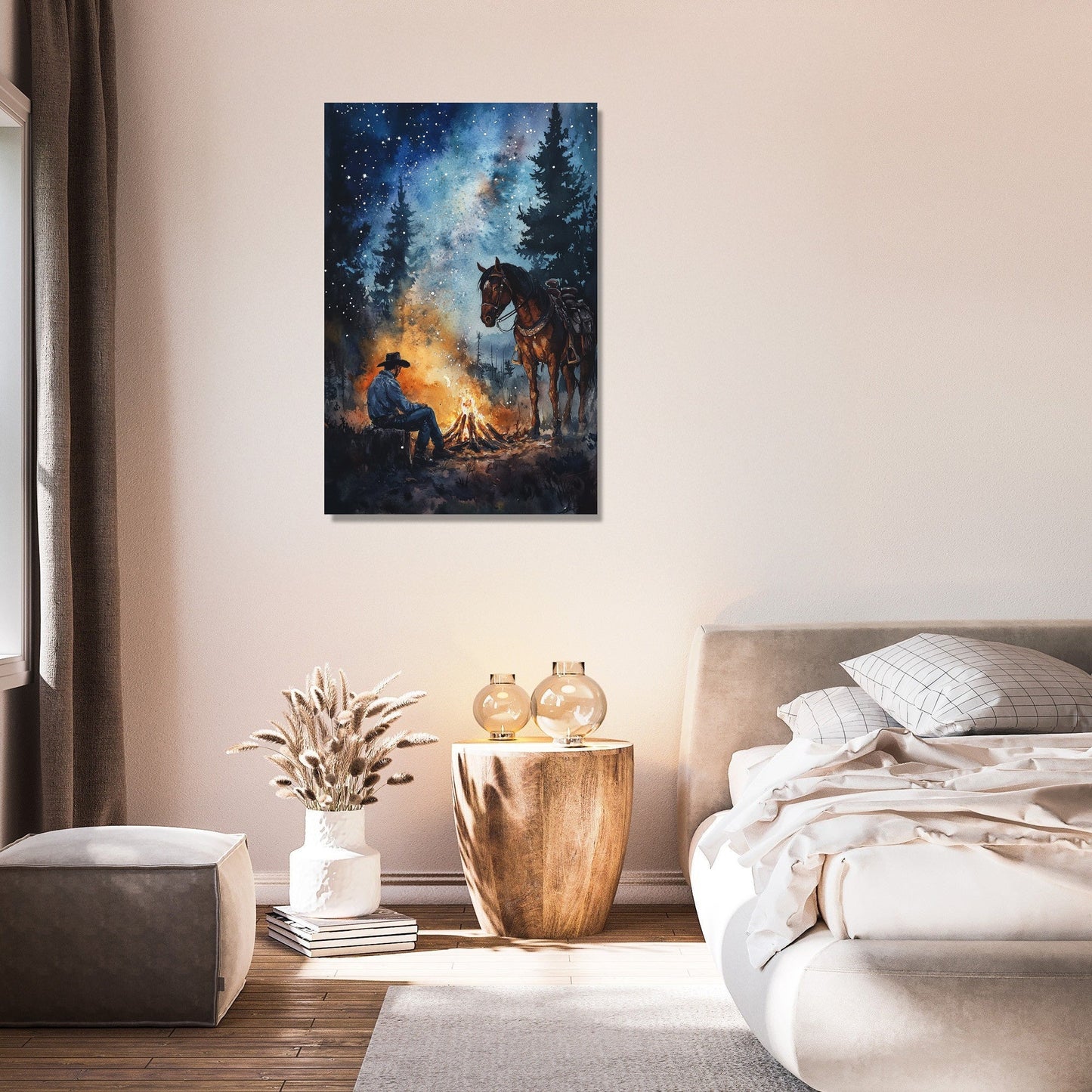 Cowboy's Fireside Canvas