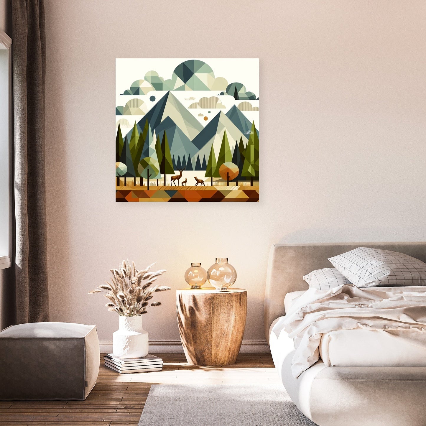 Geometric Forest Harmony Canvas