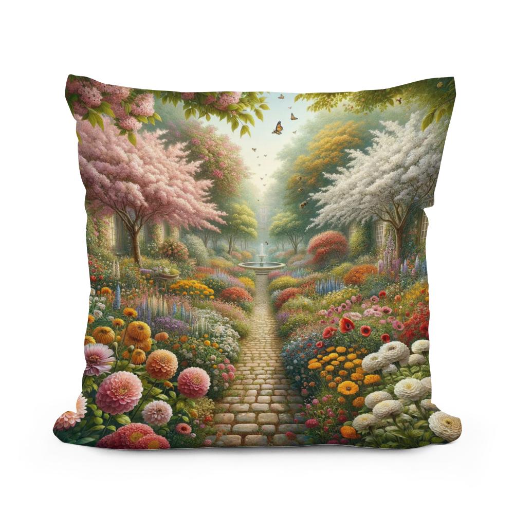 Spring Garden Serenade Cotton Cushion