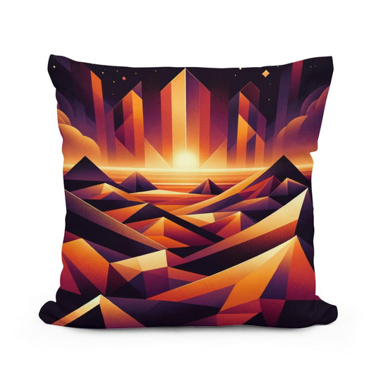 Desert Mirage: Geometric Enigma Cotton Cushion