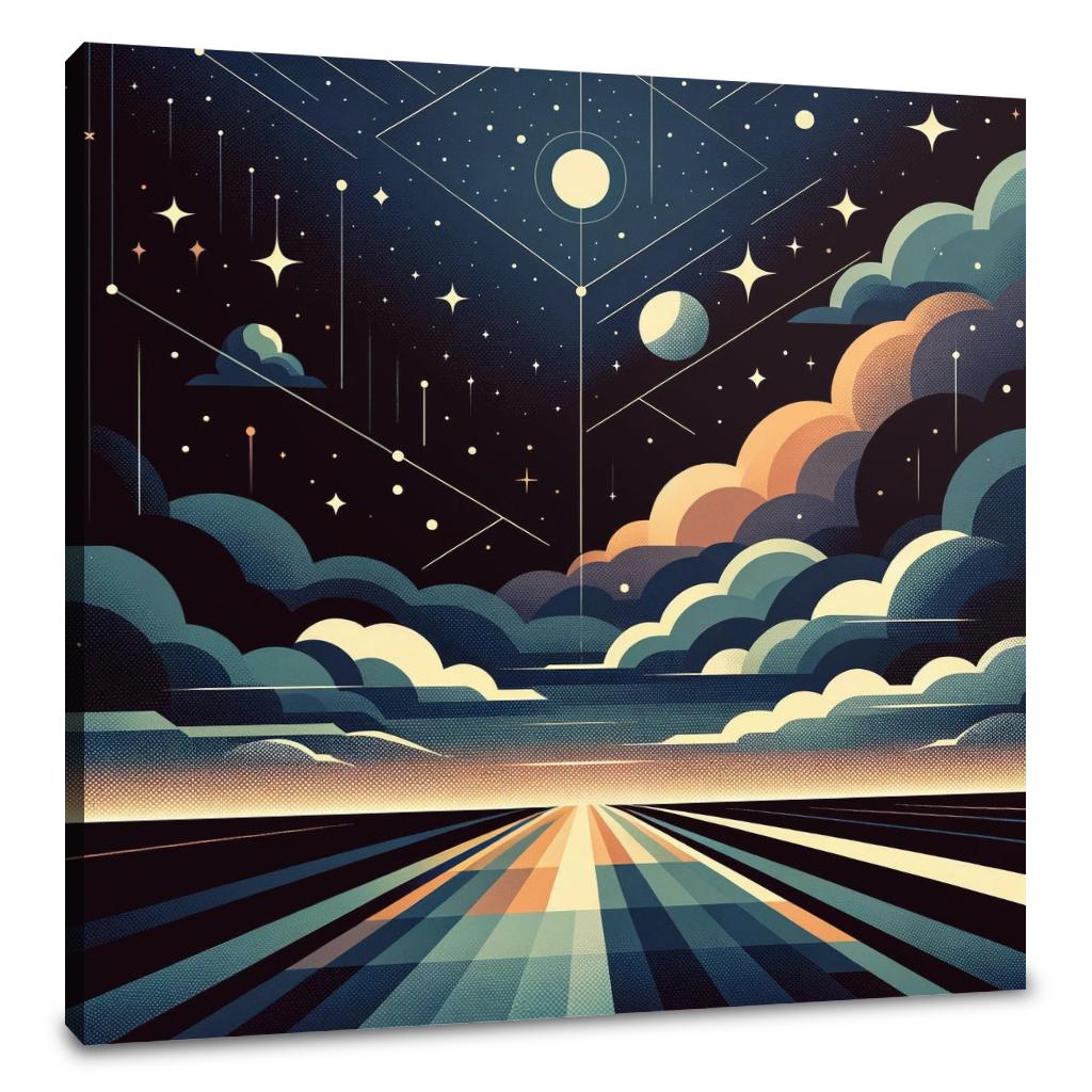 Celestial Harmony: Geometric Night Canvas