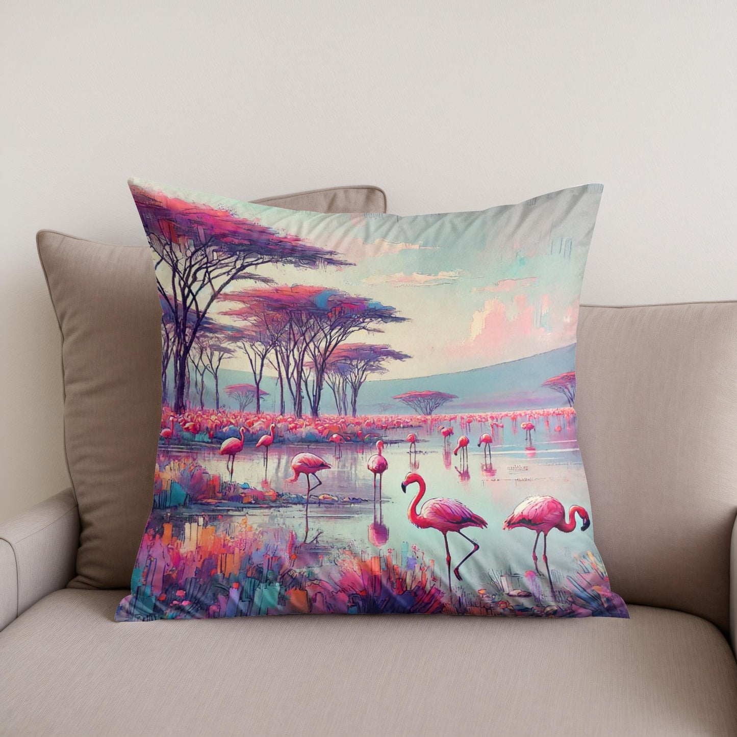 Flamingo Paradise Cotton Cushion