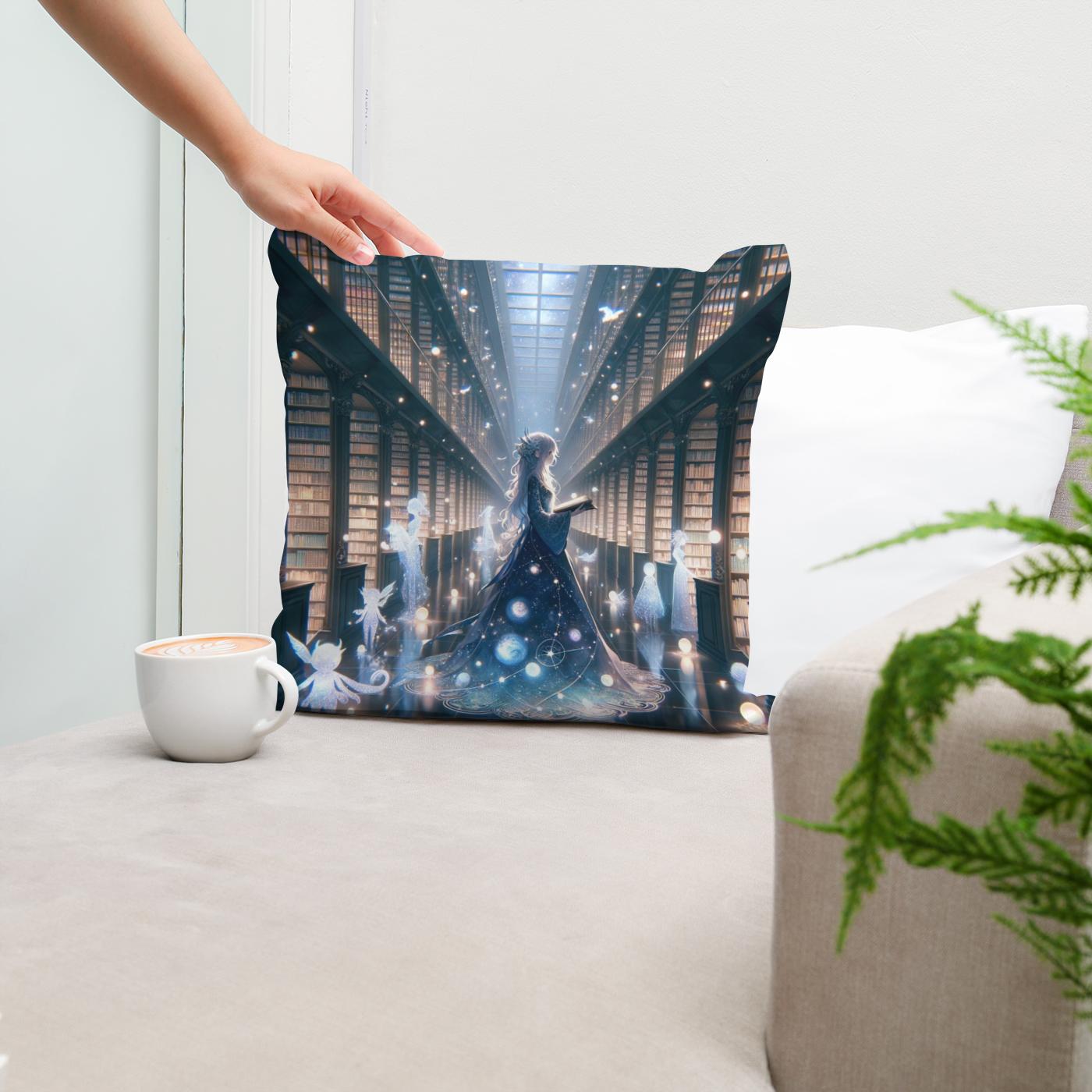 Celestial Librarian's Realm Cotton Cushion