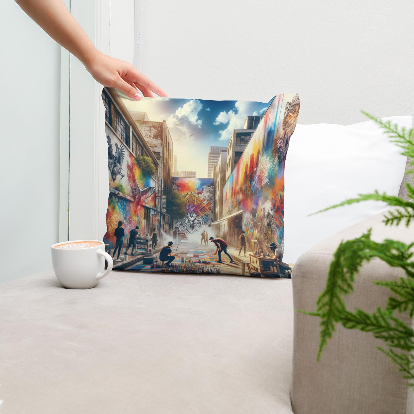 Alley Art Summer Gallery Cotton Cushion