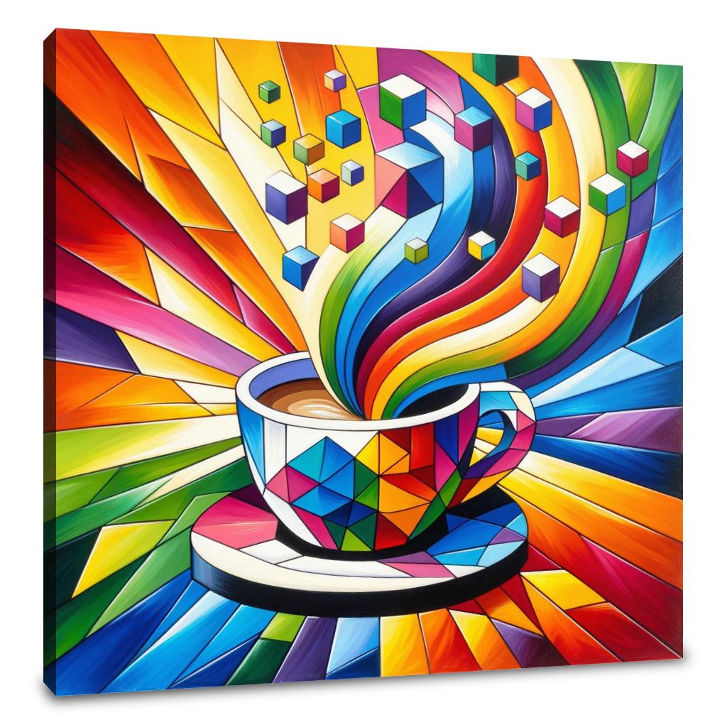 Cubist Rainbow Espresso Canvas