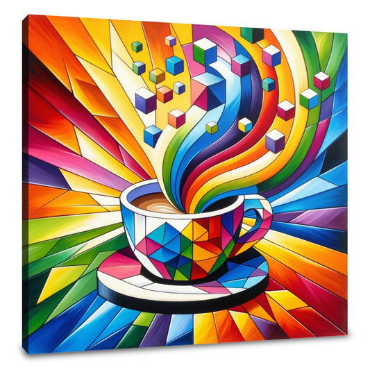 Cubist Rainbow Espresso Canvas
