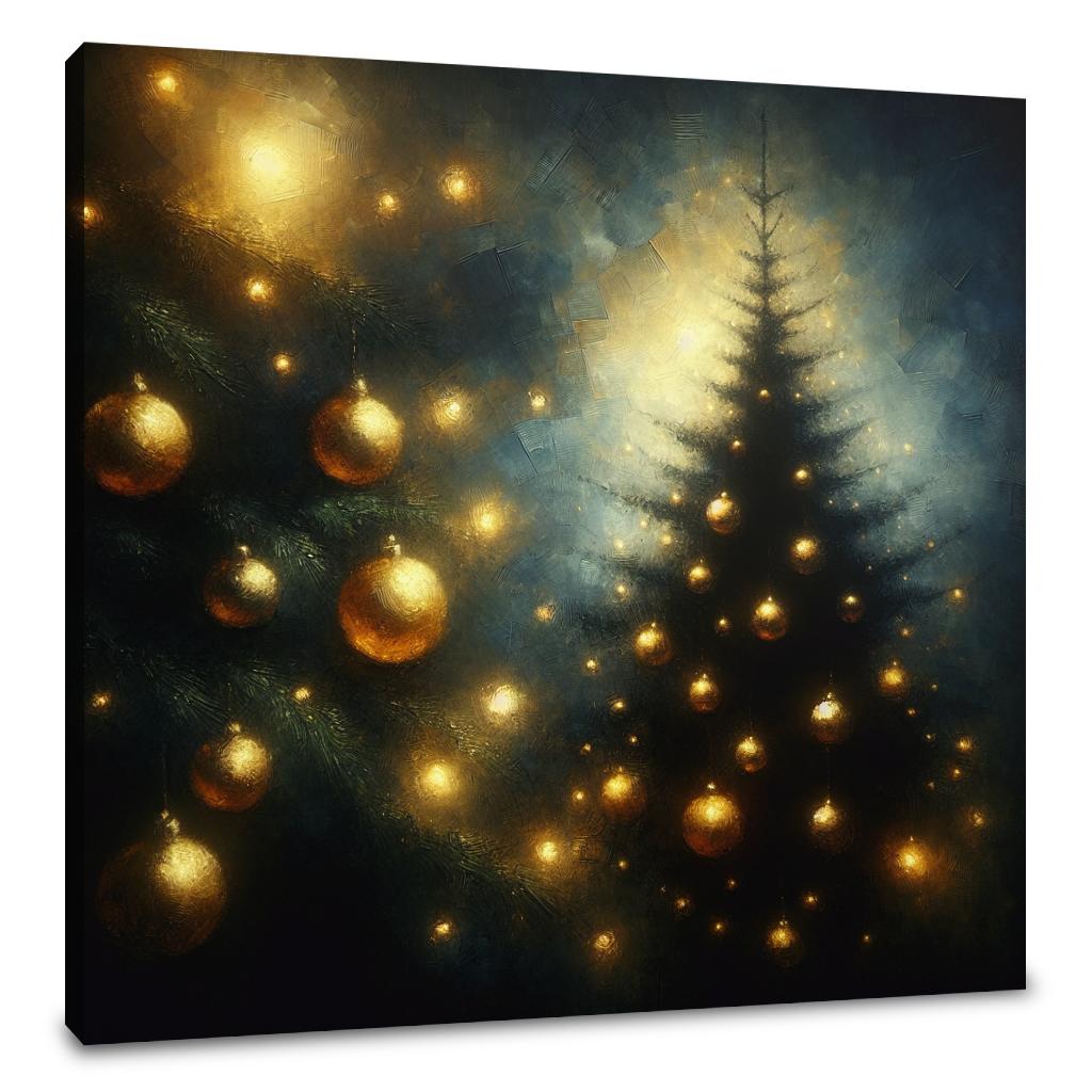 Golden Memory Christmas Tree Canvas