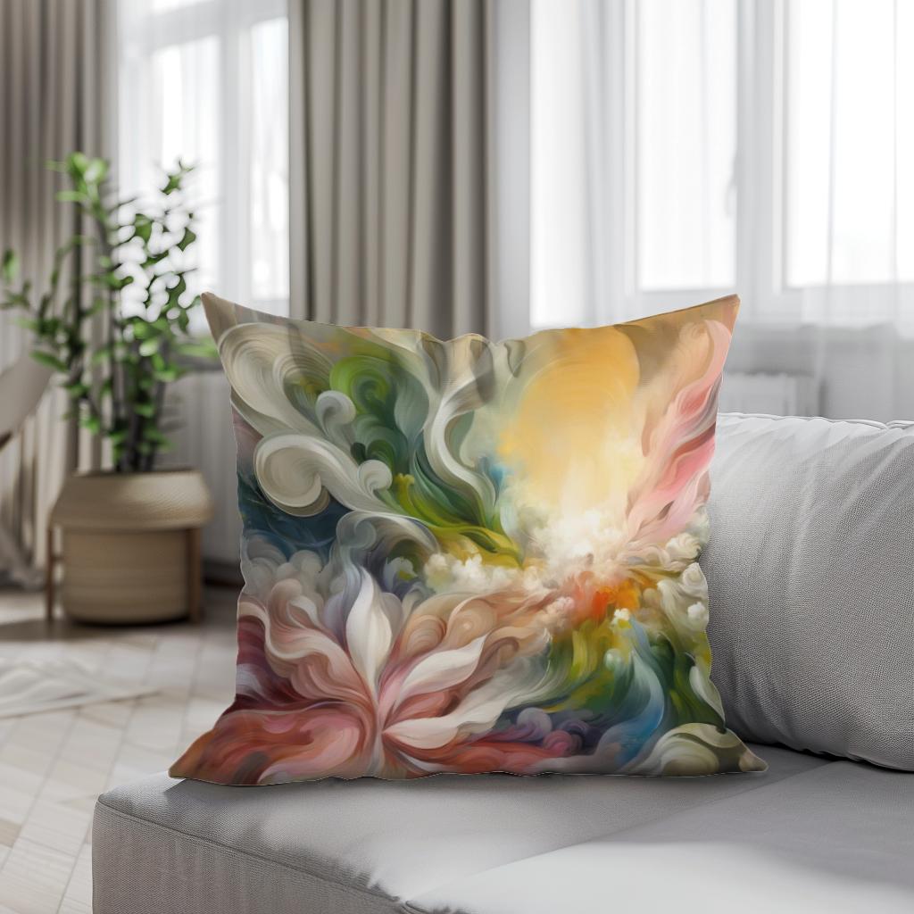 Spring Renewal Abstract Cotton Cushion