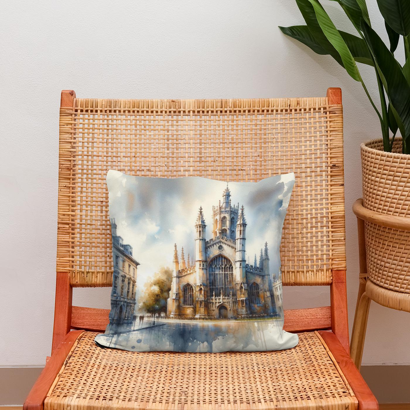 Cambridge St Mary's Watercolor Whisper Cotton Cushion