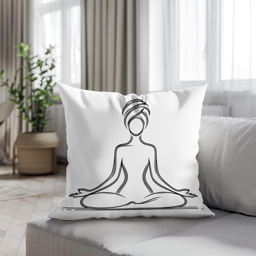 Yoga Serenity Silhouette Cotton Cushion