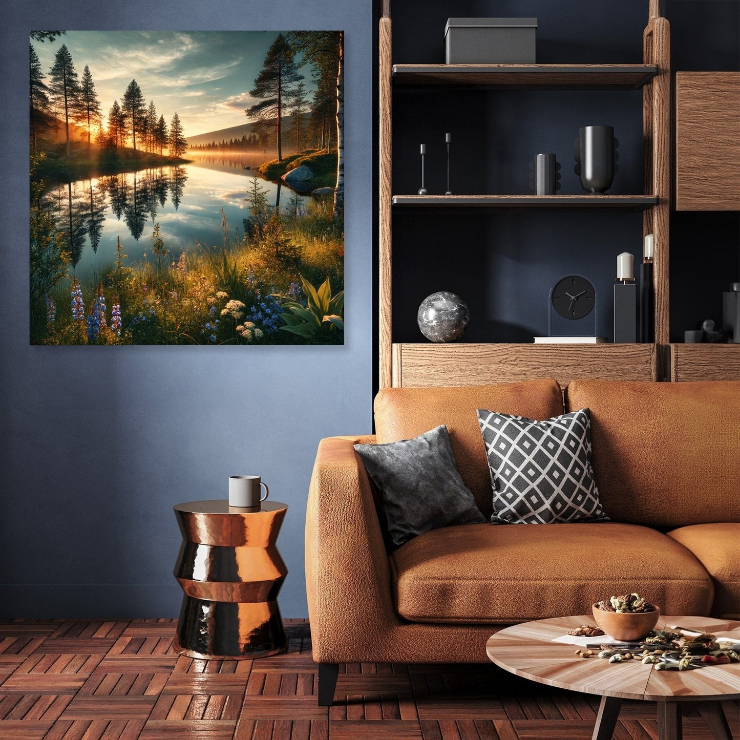 Midnight Sun Lake Canvas