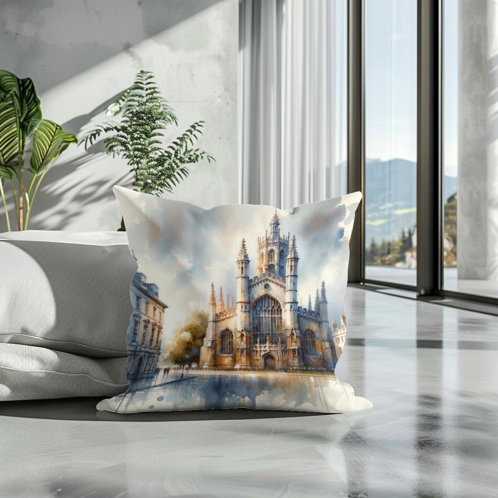 Cambridge St Mary's Watercolor Whisper Cotton Cushion