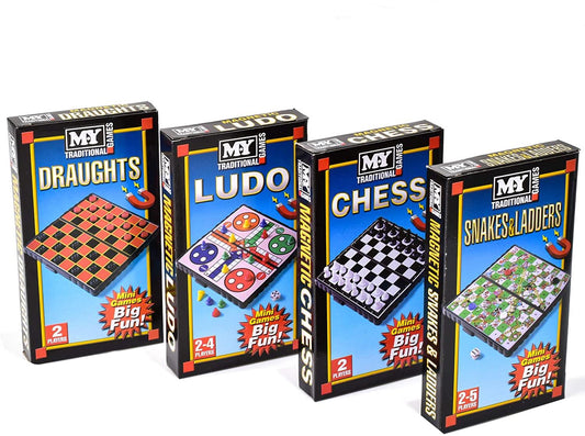Magnetic Travel Games: Ludo, Chess, Draughts, Snakes & Ladders (SINGLE)