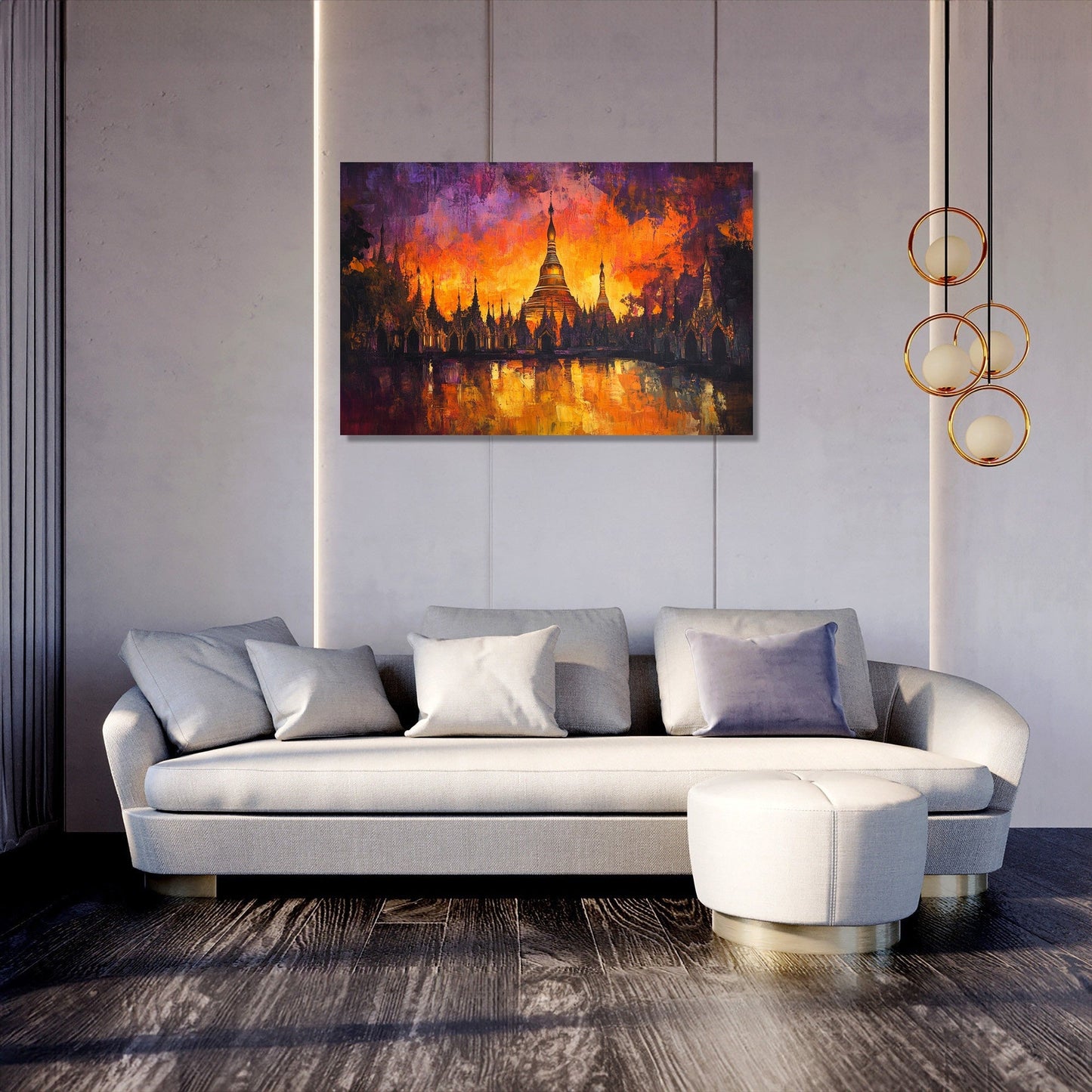 Shwedagon Sunset Reflection Canvas