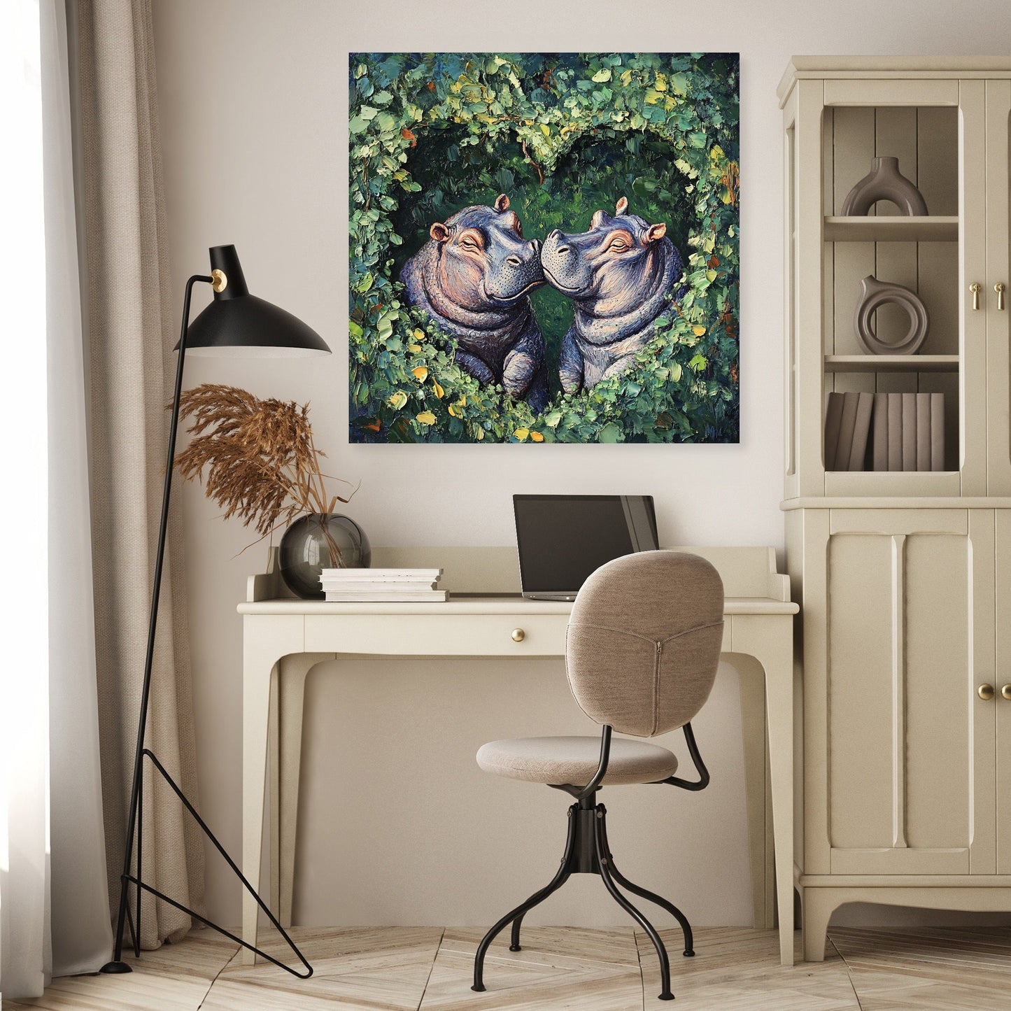 Embracing Hippopotamuses Canvas