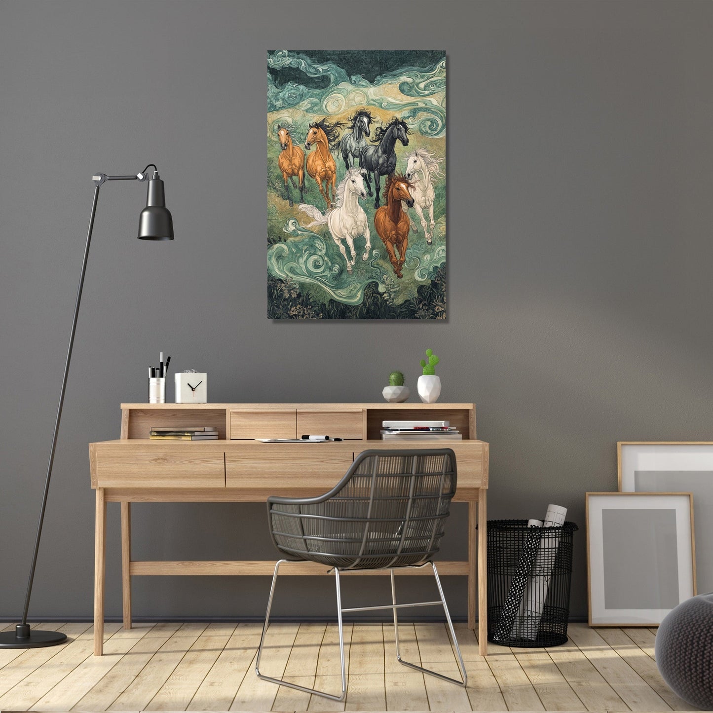 Lucky Running 7 Horses Canvas